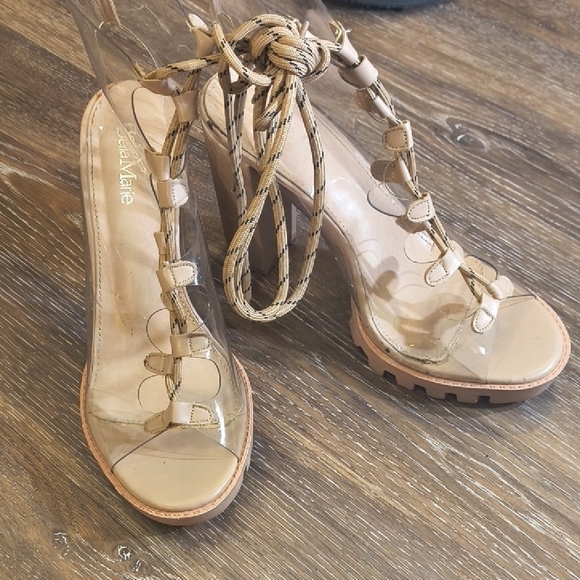 Bella Marie Beige Lace-Up Heels - Picture 7 of 8